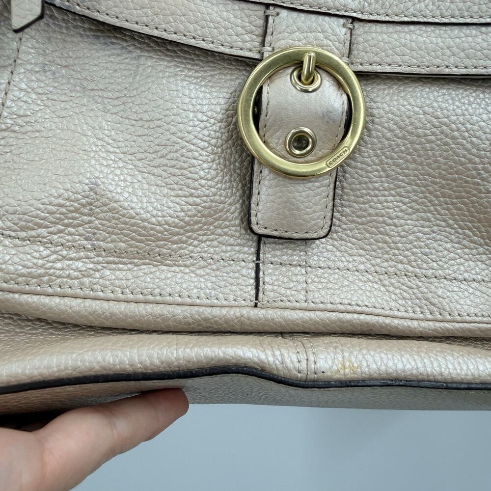 COACH PENELOPE Champagne Pebbled Leather Buckle Tote Shoulder Handbag F-18890 - Picture 9 of 13